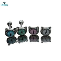 Anillo de lengua de acero inoxidable con ojo de diablo y efecto de goteo de esmalte, unisex, estilo Hiphop, para fiesta gótica rebelde de Halloween, joyería para piercing