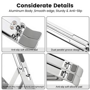Aluminum Alloy Laptop <b>Stand</b>, Portable Notebook <b>Stand</b> Notebook Holder With Angle Adjustment Table <b>Stands</b> Holders - Product Image 3