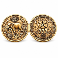 Pièce commémorative 777 en alliage de zinc, motif dragon fantastique, plaqué or antique, œil tout-voyant, trèfle, prière, bonne chance