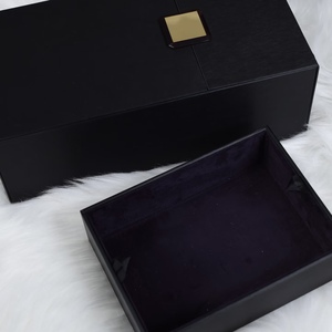 Custom Luxury Rigid <b>Box</b> Rectangle Black Magnetic Closure Gold Foil Printing Satin Liner Jewelry Watch Eyewear Packaging - Product Image 1
