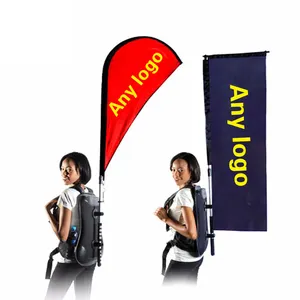 Wholesale Backpack Flag Pole Kit Advertising Teardrop Feather X Shaped Custom Printed Double Sided Backpack Flag Banner