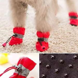4Pcs Chaussures antidérapantes d'hiver pour chiots Chaussures imperméables antidérapantes pour chiens Bottes de pluie et de neige pour chiens Chiot Chat <span class=keywords><strong>Chihuahua</strong></span> Pet Paw Care - Product Image 5