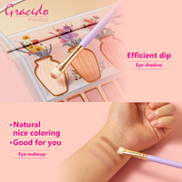 GRACEDO Ensemble de pinceaux de maquillage de luxe en poils synthétiques avec manche en bois, 15 pièces, pour le visage et le rasage, étiquette privée