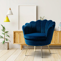 Fauteuil moderne en velours à motifs floraux et fauteuil d'appoint en velours avec pieds en métal pour la maison, le salon ou l'hôtel