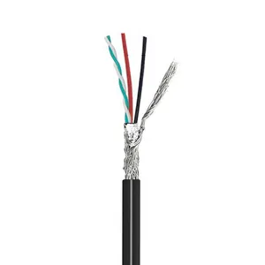 AWM 2725 vw1 24awg 28awg TPE4コアシールドUSBデータワイヤーアルミホイルツイストペアUSBダブルシールドケーブル