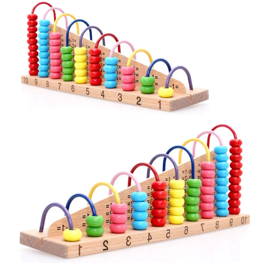 カラフルなレインボー木製そろばん教育玩具早期学習算術モンテッソーリ数学玩具