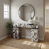 Tostone Table Console Rectangulaire Moderne en Marbre Naturel Calacatta Viola pour Décoration de Salon Intérieur et Mobilier d'Hôtel