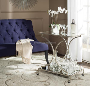 รถเข็นบาร์ลูกกวาดสำหรับเครื่องดื่มสีทองแบบทันสมัยหรูหราสำหรับบ้านทำจากโลหะเหล็กโมบายห้องครัวเก้าอี้ห้องรับประทานอาหารเฟอร์นิเจอร์โรงแรม - Product Image 4