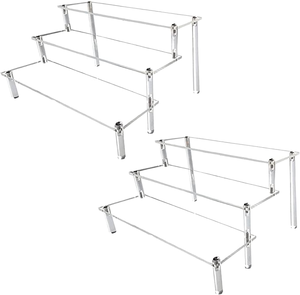 Hiện đại 3-Tier Acrylic hiển thị rõ ràng risers đứng đánh bóng trực tiếp nhà máy thực phẩm món tráng miệng Cupcake Chủ - Product Image 1