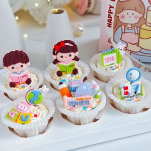 Back To School Cake Toppers Round Handmade Decorations For Graduation Season Study Theme - Product Image 3