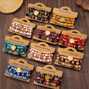 Fashionable Multilayer Bohemian Beaded Bracelets Set Colorful Geometric <strong>Bangle</strong> Wood Pearl <strong>Diamond</strong> Agate Turquoise Religious Gift - Product Image 3