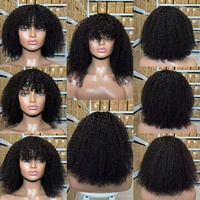 Perruque courte de type pixie pour femmes, 100% cheveux humains, boucles lâches, coupe pixie, noir naturel, fabriquée à la machine, perruque à enfiler