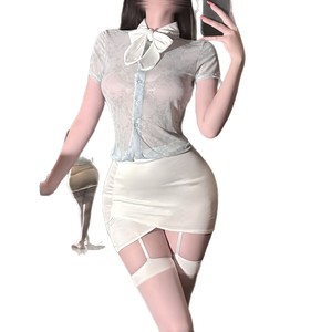Tenue de secrétaire <span class=keywords><strong>sexy</strong></span> et transparente - Ensemble de lingerie avec mini-jupe moulante tentante - Product Image 3