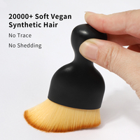 Portable Noir Incurvé Vegan Doux S Forme Fluffy Mélange Poils Synthétiques Blush Brosse Contour Fondation Kabuki Pinceau De Maquillage