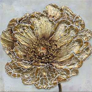 Peinture à l'huile de fleur dorée de luxe, affiches et imprimés sur toile moderne, décoration murale de maison, plante fleur, Art nordique - Product Image 6