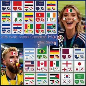 Nouveaux autocollants de tatouage modernes et minimalistes 2026 pour les drapeaux des États-Unis, du Canada et du Mexique, transfert à l'eau pour les jeux de football, autocollants pour le visage - Product Image 3