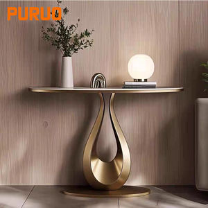 Pieds de table de <span class=keywords><strong>console</strong></span> rectangulaires en acier inoxydable argenté et doré, style moderne et luxueux, pour entrée, hall, salon - Product Image 5