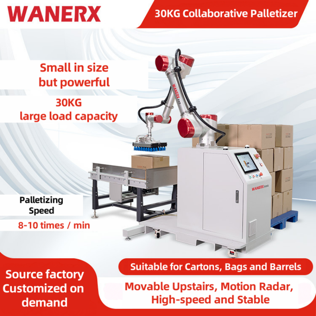 New 6 Axis Cobot Collaborative Robot High Quality 30kg Payload PLC Compatible Palletizer for Carton Box Pick up on Pallet