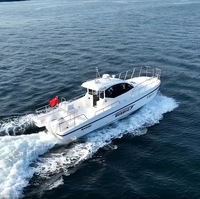 Yacht de pêche de luxe en fibre de verre de 38 pieds avec moteur hors-bord pour les fêtes de pêche de loisirs, les croisières touristiques
