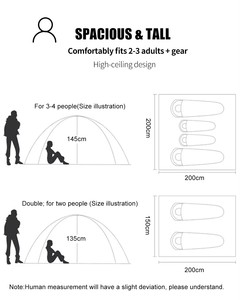 Tenda da Campeggio All-Weather per Esterni, Montaggio Facile in 1 Secondo con Finestre, Ideale per Escursioni, Picnic e Campeggio - Product Image 3