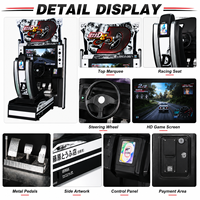 LECHUANG Simulateur de course en métal à monnayeur, machine d'arcade vidéo avec volant personnalisable pour divertissement familial intérieur pour enfants