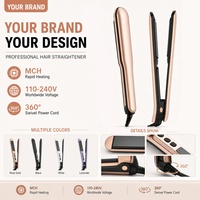 Lisseur de cheveux Torlin Rose Gold Black Ceramic Coated Plates, le meilleur lisseur de salon, 120-230°C réglable, chauffe rapide, écran LCD, 2-en-1, RV Hotel