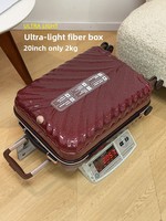 Valise trolley de luxe simple en polyester à coque rigide ultra-légère de 20 pouces, pèse seulement 1,9 kg, roues HINOMOTO
