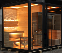 Auf Lager: Western Red Cedar Außensauna mit Panoramafenster, Sauna-Kaltwasserbecken-Kombination für Villen