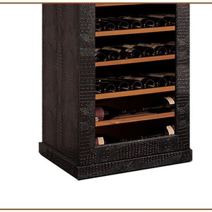 Hmy-j165a Huamaoyuan Alligator-grain Leather Wine <b>Cabinet</b> <b>Black</b> & Red Custom-made Led Display Mechanical Temperature Control - Product Image 5
