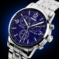 Jam Tangan Pria SKMEI 9070 Quartz Tali Baja Anti Karat Dial Dekoratif Tiga Mata Tahan Air 30M Jam Tangan Bisnis Pasokan ODM