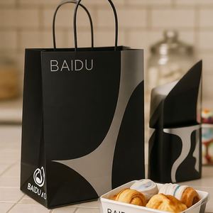 Custom Printed Eco-Friendly Durable <b>Biodegradable</b> Kraft Paper Ice Cream Bag with Heavy Duty Handle for Food <b>Packaging</b> - Product Image 1