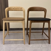 Tabourets hauts de luxe en cuir PU, chaise de salle à manger moderne, tabouret de bar en bois pour restaurant, chaises de comptoir pour îlot de cuisine et petit-déjeuner