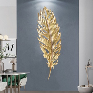 Hot Sale Nordic Golden Feather Leaves Metal Hanging <strong>Wall</strong> Art Decoration Living Room TV Sofa Background <strong>Ornaments</strong> - Product Image 2