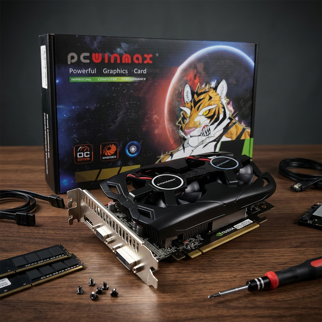 PCWINMAX Geforce GT 730 2GB Graphics Card GDDR5 64Bit Single Fan DVI VGA OEM Wholesale Ready Stock for Office PC Monitor Upgrade