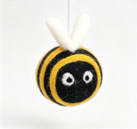 Jouet pour chat en feutre de laine en forme d'abeille mignonne, fait main, dessin animé, balle de jeu pour animaux de compagnie, doux, non toxique, jouet interactif pour chaton d'intérieur