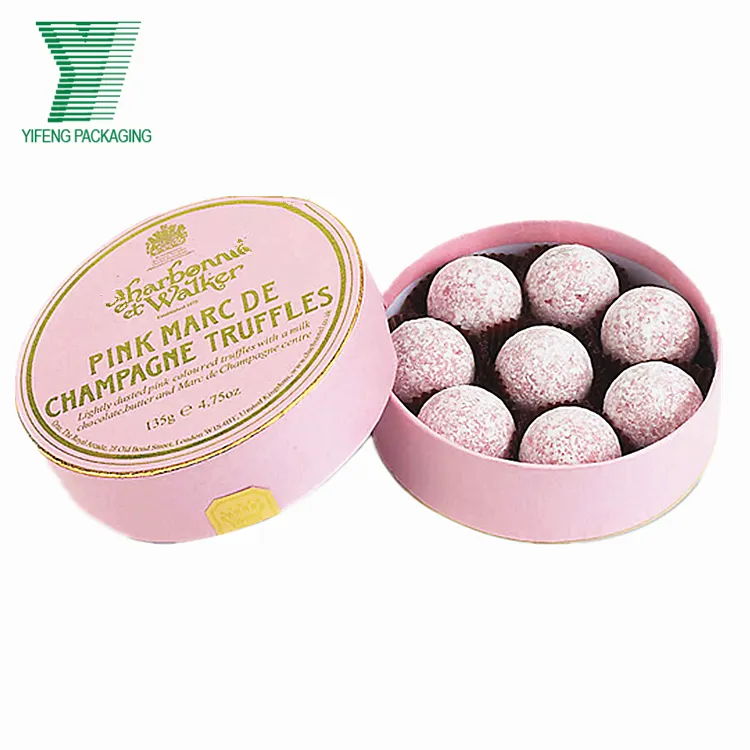 Food Candy Packaging Round Red Kids Gift Chocolate Packaging Box Paper Tube With Tray Small Handmade Assorted Chocolate Boxes