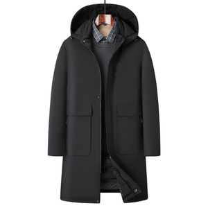 Cappotto Invernale da <span class=keywords><strong>Uomo</strong></span> Casual Business Imbottito in <span class=keywords><strong>Pile</strong></span> di Cotone <span class=keywords><strong>con</strong></span> <span class=keywords><strong>Cappuccio</strong></span> Staccabile, Giacca Lunga e Calda in Cotone, Abbigliamento Invernale 2025 - Product Image 2