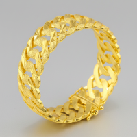 Z H Bracelet unisexe classique et tendance, plaqué or 24 carats, motif étoile géométrique sculpté, version large de 20 mm, vente en gros, best-seller