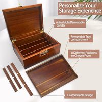 Kotak Kayu Akasia Persegi Panjang Premium Mewah Bermerek Khusus, Terbagi, Dapat Dilepas, untuk Set Hadiah dengan Kait Emas