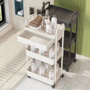 White Stainless Steel Salon Trolley 3 Tier Rolling <b>Cart</b> Utility <b>Storage</b> Rack for Barber Shop Hair Studio - Product Image 2