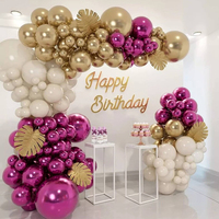 Kit d'arche de guirlande de ballons métalliques magenta, violet, rouge et or pour enterrement de vie de jeune fille, anniversaire, mariage, fête prénatale