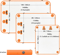 Plateforme flottante gonflable, tapis d'eau, île flottante, flotteurs pour lac, adultes, enfants, chiens, loisirs aquatiques, radeau en PVC, 100-500 kg