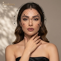 YouLaPan VA08-B Vente directe usine Voile de mariée superposé blanc et noir en résille avec bandeau pour femme, idéal pour mariage et banquet, orné de perles