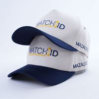 Gorra de Béisbol Bordada con Logotipo Personalizado, Gorra de 5 Paneles, Tela de Algodón Oxford de Dos Tonos, Gorra Azul Marino para Deportes al Aire Libre
