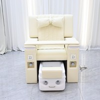 Chaise de pédicure électrique inclinable en promotion avec coussin en forme de arc, bain de pieds, table latérale et prise pour salon de beauté commercial