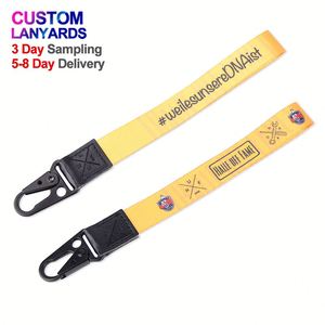 Red Black Wrist Strap D Ring Hook Carabiner Keychain Short Lanyard Custom logo - Product Image 2