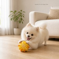 Balle jaune couineuse pour chien en silicone et latex, jouet texturé à mâcher et à rapporter pour chiens