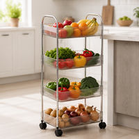 Chariot de rangement utilitaire de cuisine domestique en PET transparent avec roulettes – Offre spéciale