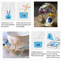 Résine époxy et durcisseur pour les débutants en artisanat, kit d'accessoires, résine transparente comme du cristal, moulage, revêtement, fabrication de bijoux