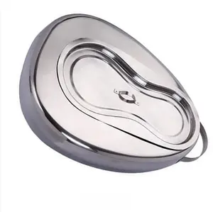 Wholesale Price 201 Stainless steel bedpan Basin portable handheld Holloware Urinal bed pan with lid